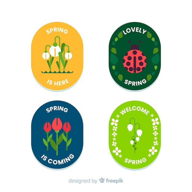 Free vector flat spring label collection