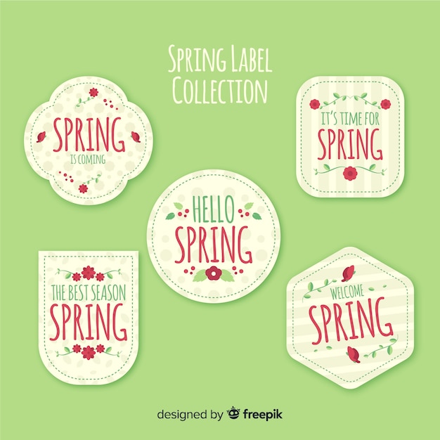 Free vector flat spring label collection