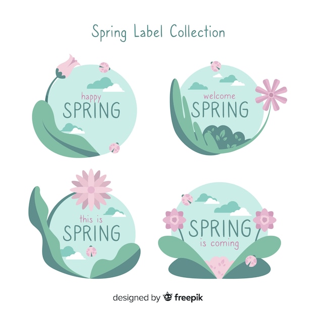 Free vector flat spring label collection