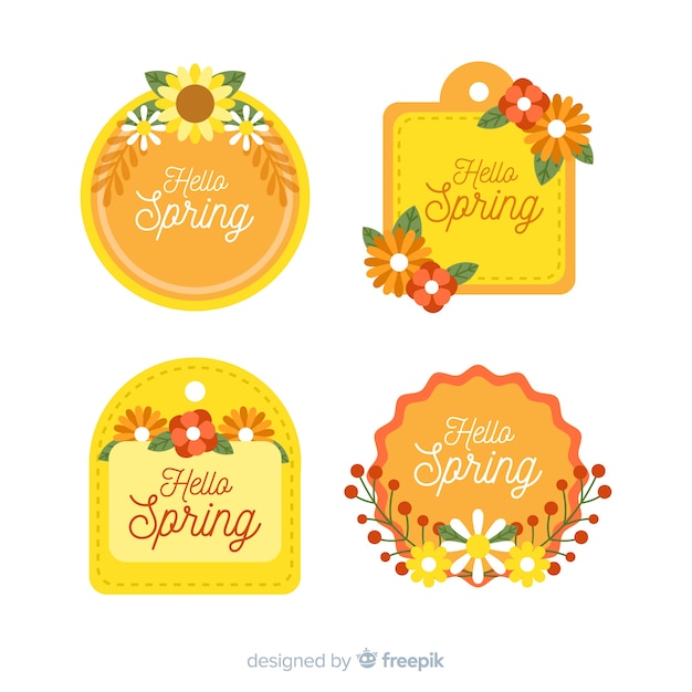 Free vector flat spring label set