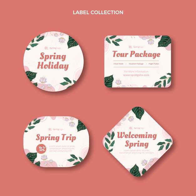 Free vector flat spring labels collection
