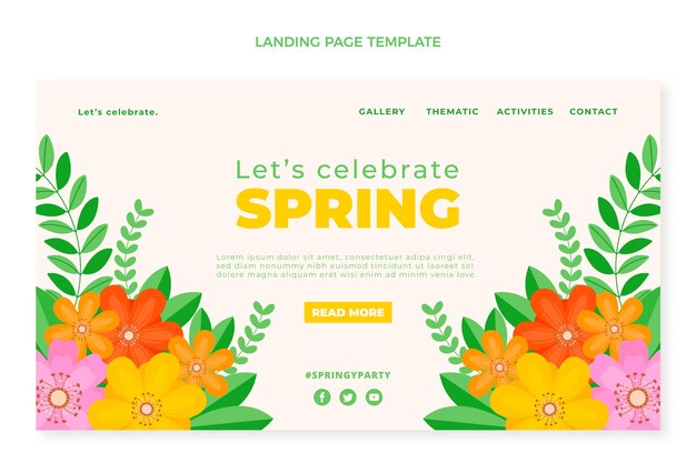 Free vector flat spring landing page template