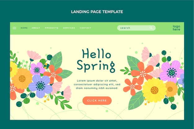 Free vector flat spring landing page template