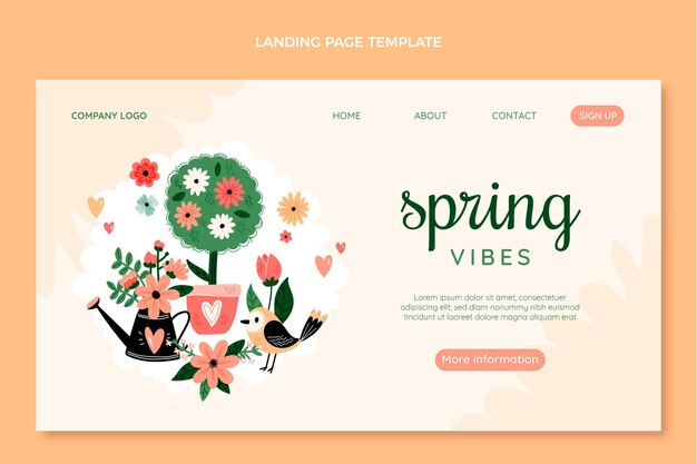 Free Vector flat spring landing page template