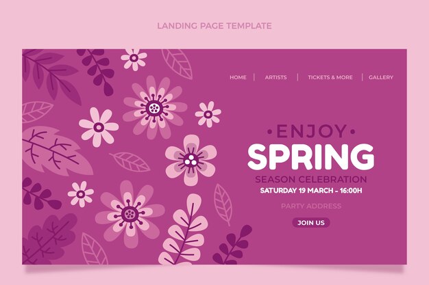 Free vector flat spring landing page template