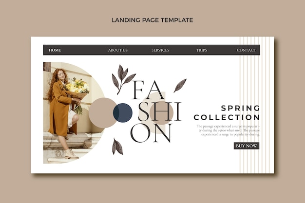 Free vector flat spring landing page template