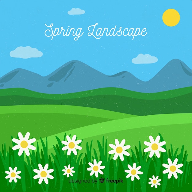 Free vector flat spring landscape background