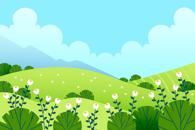 Free vector flat spring landscape