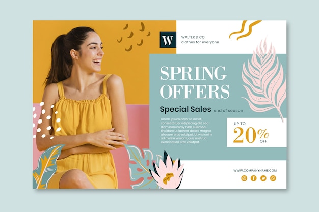 Free vector flat spring offers banner template