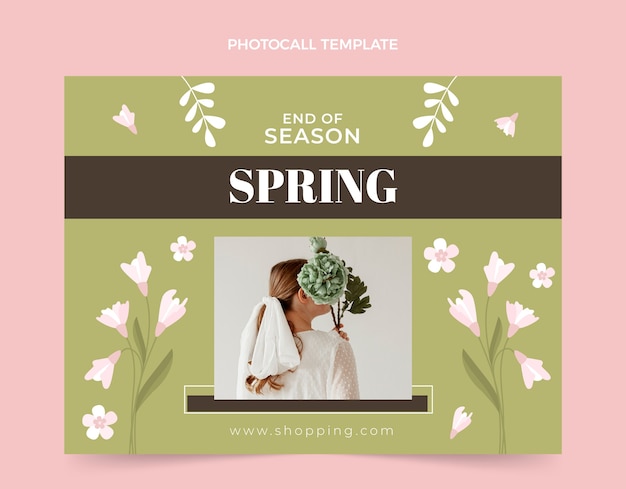 Free vector flat spring photocall template