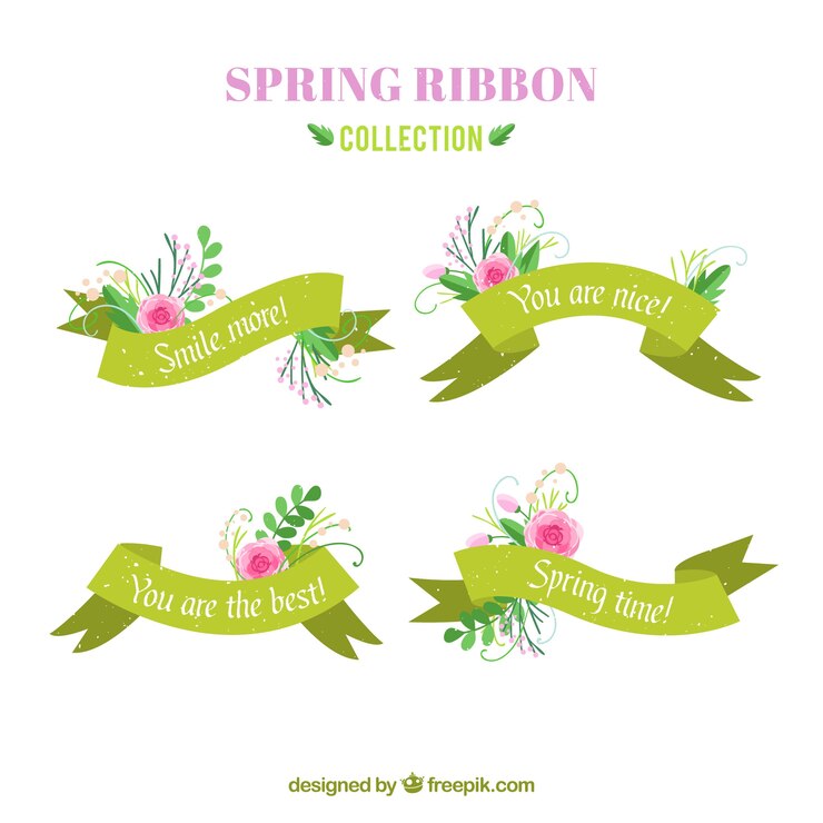 Free Vector flat spring ribbon collection