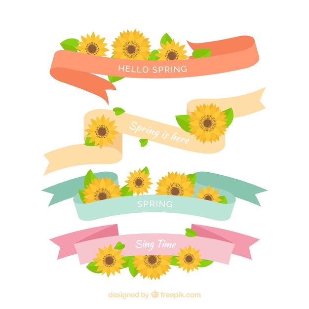 Free vector flat spring ribbon collection