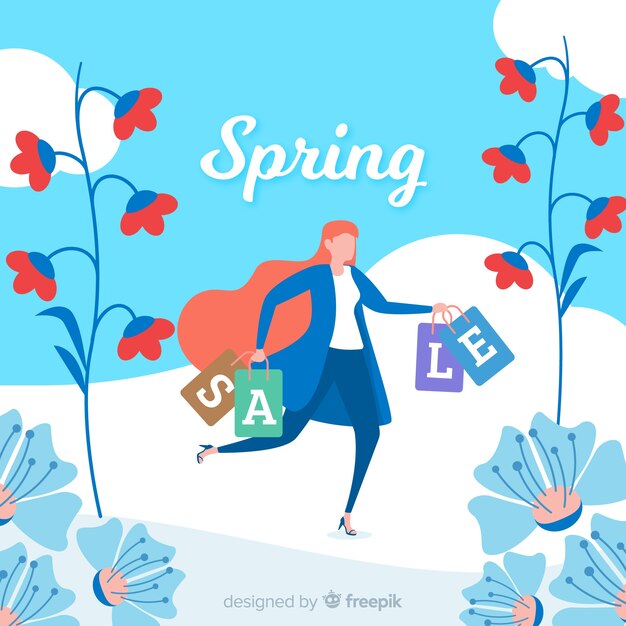 Flat spring sale background