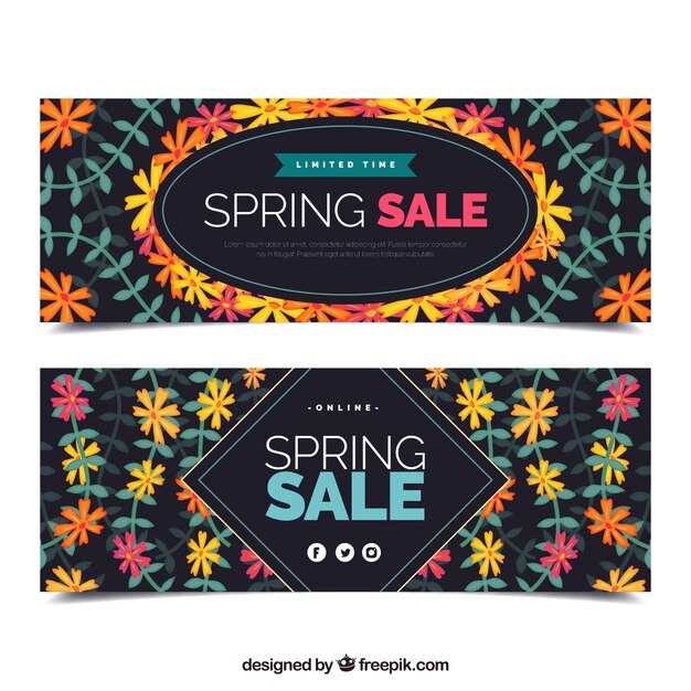 Flat spring sale banners