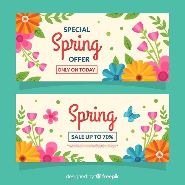 Free vector flat spring sale banners