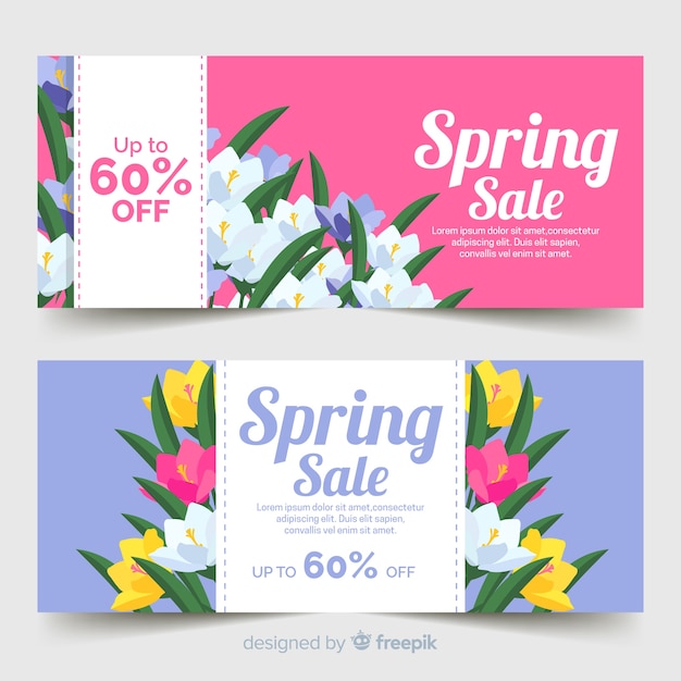 Free vector flat spring sale banners