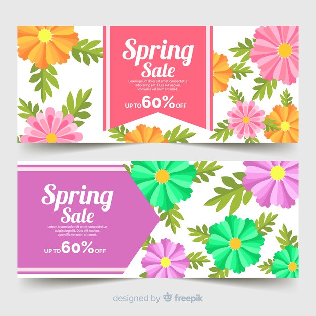 Flat spring sale banners