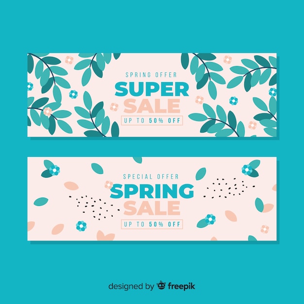 Free vector flat spring sale banners