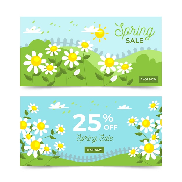 Free Vector flat spring sale banners