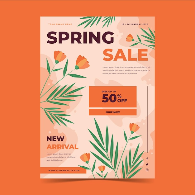 Flat spring sale flyer template