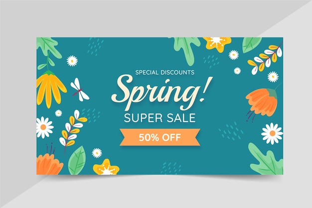 Free vector flat spring sale horizontal banner template