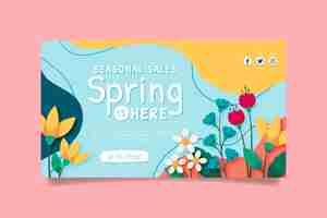 Free vector flat spring sale horizontal banner template