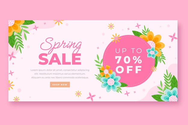 Flat spring sale horizontal banner