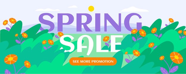 Free vector flat spring sale horizontal banner