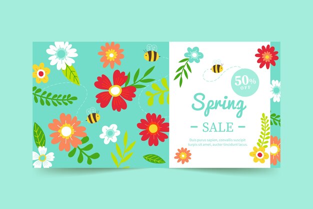 Flat spring sale horizontal banner