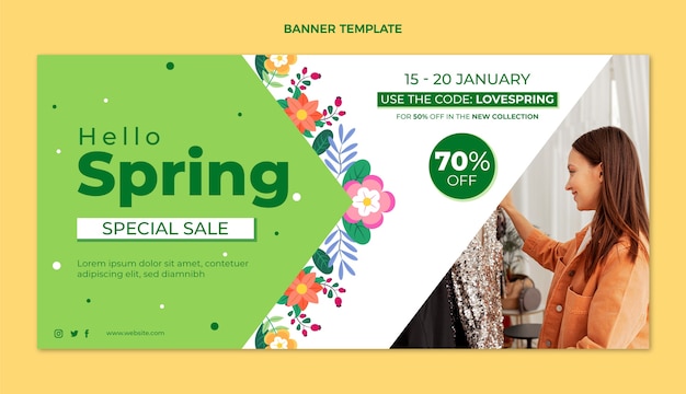 Flat spring sale horizontal banner