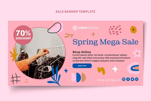 Flat spring sale horizontal banner