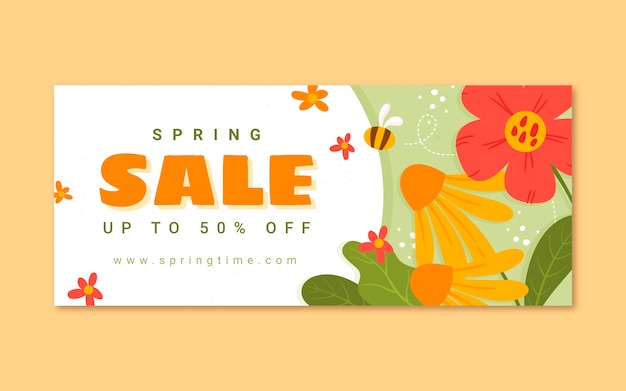 Flat spring sale horizontal banner