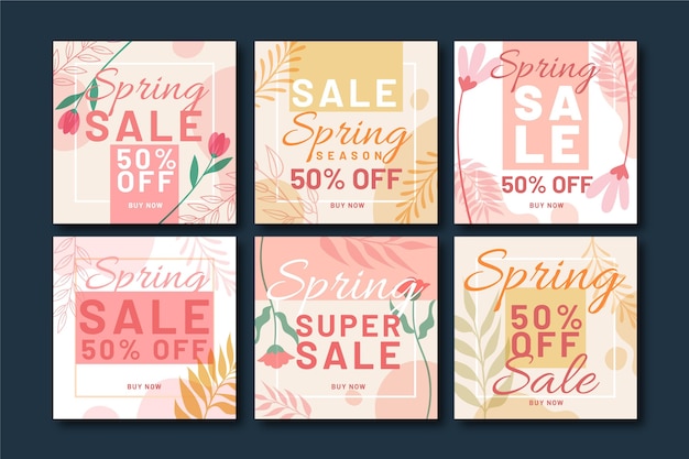 Flat spring sale instagram posts pack