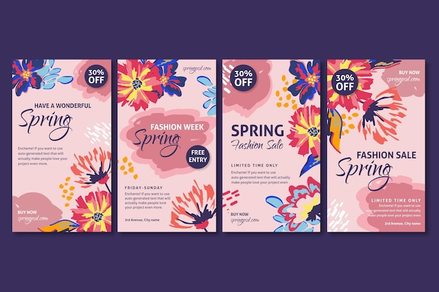 Free vector flat spring sale instagram stories