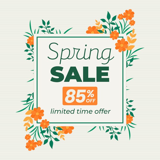 Flat spring sale promo illustrated