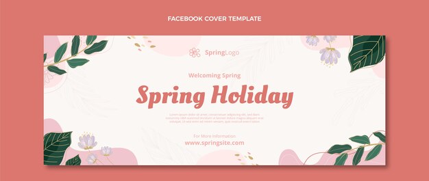 Flat spring social media cover template