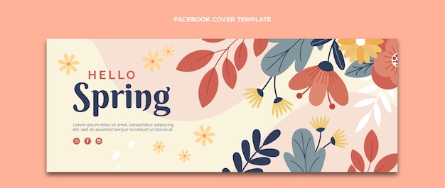 Flat spring social media cover template