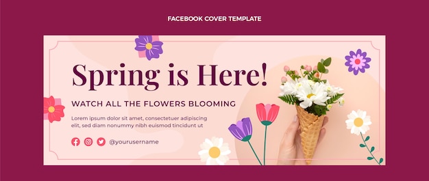 Free vector flat spring social media cover template