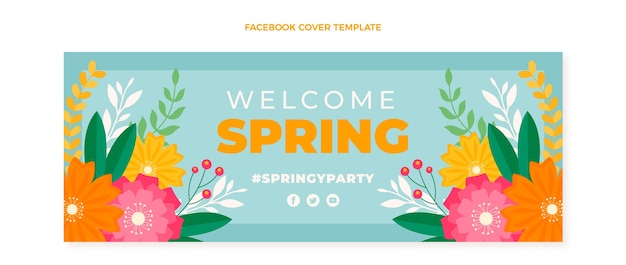 Free vector flat spring social media cover template