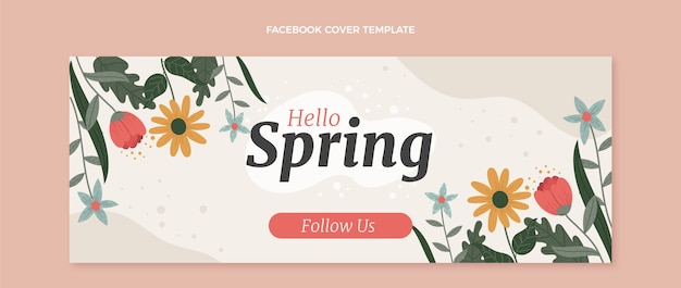 Free vector flat spring social media cover template