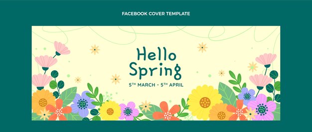 Flat spring social media cover template