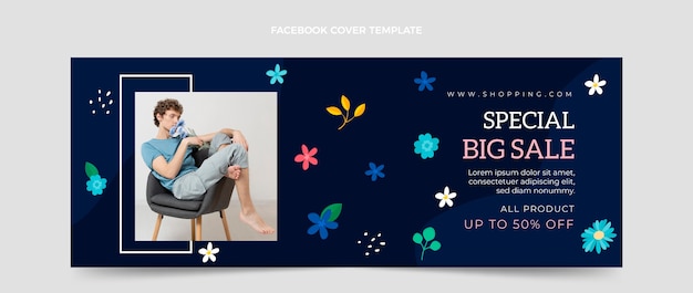 Free vector flat spring social media cover template