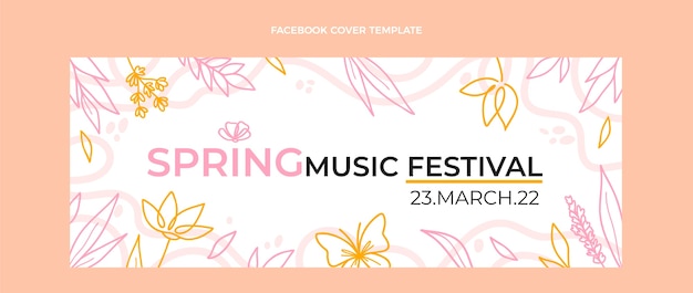 Flat spring social media cover template