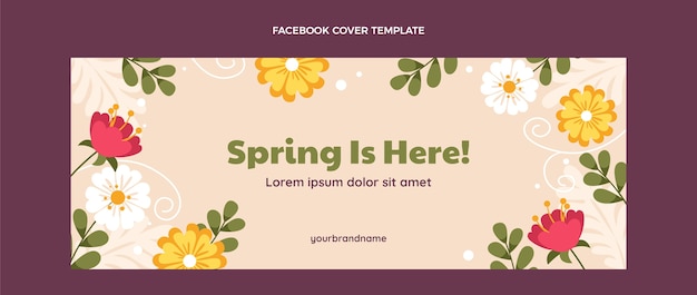 Free vector flat spring social media cover template