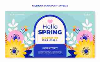 Free vector flat spring social media post template