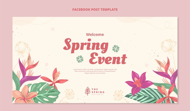 Flat spring social media post template