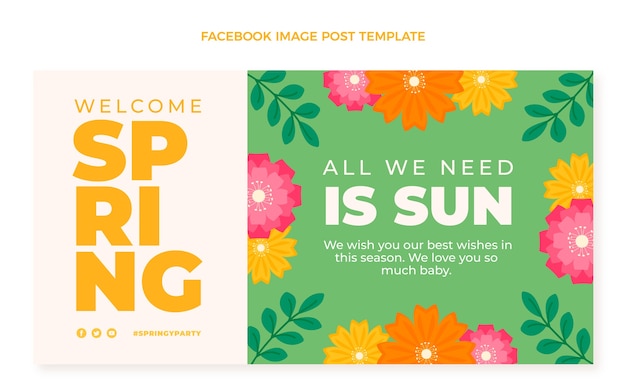 Free vector flat spring social media post template