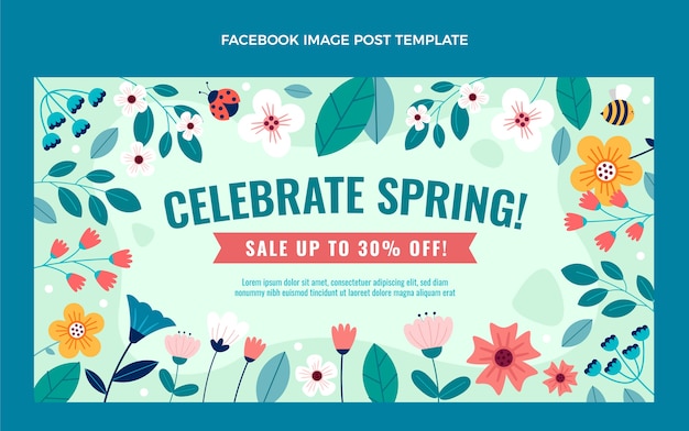 Flat spring social media post template