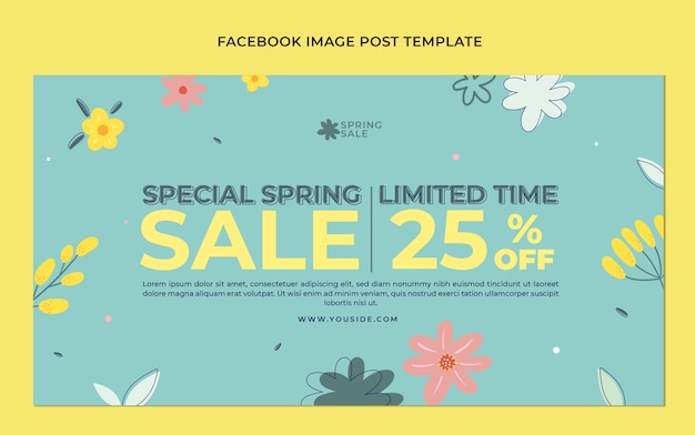 Flat spring social media post template