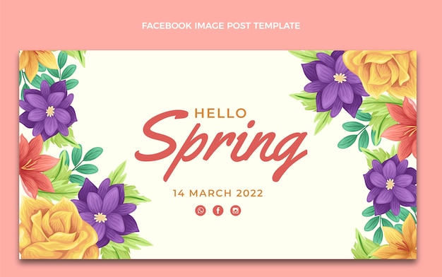 플랫 봄 소셜 미디어 게시물 템플릿